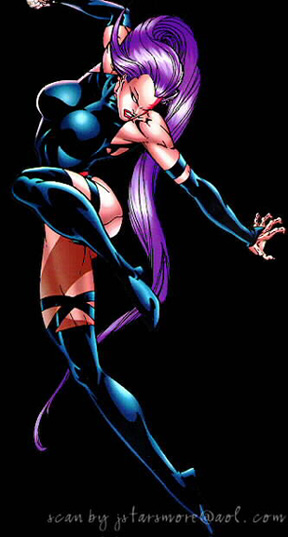 Psylocke Dancing in mid air.